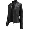 Peuignao Giubbotto Ecopelle Donna Giacca Similpelle Donna Giubbino Giacche Ecopelle Donna Giacca Biker Jacket Donna Faux Leather Jacket Donna Giacca Bikers Finta Pelle Sintetica Donna Stand-up Curvy Nero S
