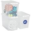 SmartStore Scatole portaoggetti grandi in plastica con coperchio, 66 l, confezione da 3, rinforzate, trasparenti, 10 anni, sicure per alimenti, con chiusura a clip, impilabili e impilabili, 59 x 39 x
