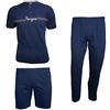 Navigare Pigiama Uomo 3 Pezzi Mezza Manica Pantalone Lungo e Corto in Puro Cotone Navigare Art. 141005T (54/XXL, Navy)