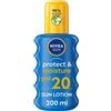 Nivea Sun Nivea, Spray solare protettivo ed idratante, SPF 20 (medio), 200 ml