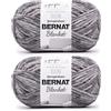 Bernat Blanket - Filato in poliestere da 300 g, super grosso n. 6, pesante, per lavori a maglia e all'uncinetto, 200 m, colore: grigio (Ashen Titanium), confezione da 2