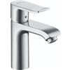 hansgrohe Metris 31080001, rubinetto moderno per lavabo da bagno, facile da installare, 1 maniglia, 1 foro, alto 17,8 cm, cromato, S