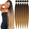 Xusuperb Pre Stretched Braiding Hair Ombre Marrone 30 Pollici Lunghe Kanekalon Easy Braids Extension Capelli per Treccine Africane 6 Ciocche Morbide Yaki Extension Capelli finti per Trecce(#T1B/30/27)