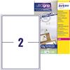 Avery Italia L7168-15 Etichette adesive in carta bianca, 15 fogli A4, rettangolari 199,6x143,5mm, 2 etichette per foglio, adesivo permanente, stampanti laser