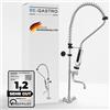 BE-GASTRO | Rubinetto professionale set di prelavaggio stoviglie per cucine di ristoranti Gruppo doccia con miscelatore monoforo, con manopole multigiro e Rubinetteria