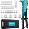 Libraton Rivettatrice Manuale Professionale, Pistola per Rivetti Manuale per Rivetti Inserti, 4 in 1 Tenaglia per rivetti a strappo con 100 Alluminio Rivetti e 4 trapano HSS