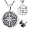 Eusense Collana per immagini Argento 925 Bussola Foto Ciondolo Laurea Gioielli Regalo Memoriale Gioielli Uomini Donne