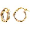 DelPia, Orecchini Tondi Modello Treccia in Oro 18kt e Argento Sterling 925 (Tre Colori, 10mm)