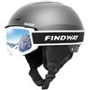 Findway Kit Casco Sci con Maschera Sci, Casco Snowboard con Occhiali Sci per Uomini Donne e Giovani UV400 Proteczione Set di Casco per Sport Invernali