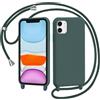 AOMYKE Cover per iPhone 11 con Cordino, Custodia con Laccio Collana Tracolla Collo Liquido Silicone Antiurto TPU Antiurto AntiGraffio Case - Verde