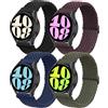 SOLOLUP 4 Pezzi Cinturino Nylon Intrecciato per Samsung Galaxy Watch 6/5/4 40mm 44mm/6 Classic 43mm 47mm/5 Pro 45mm/4 Classic 42mm 46mm,20mm Cinturino Sportivo Elastico Regolabili,Nero/Cherry/Blu scuro/Verde