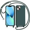 AOMYKE Cover per iPhone 13 / iPhone 14 con Cordino, Custodia con Laccio Collana Tracolla Collo Liquido Silicone Antiurto TPU Antiurto AntiGraffio Case - Verde