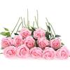 Laelfe 12 Pcs Rose Finte per Decorazioni, Bouquet Fiori Finti di Rosa con Steli Lunghi, Rose Artificiale per Composizioni di Nozze Casa Giardino Partito Decorazioni Floreali (Rosa)