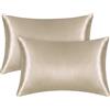 dentedeleao Federe Cuscini Letto Matrimoniale Federa Seta Cuscino 76×51cm Copricuscino Letto Morbido Federa Di Seta Cuscini Letto Federa in Seta per Proteggere Capelli (Champagne)
