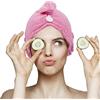 Ponette - 2 pezzi di asciugamano turbante per la testa, in microfibra con bottone, asciugatura rapida, assorbente, capelli lunghi e corti da donna, colore rosa fucsia, marca spagnola