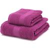 Boncasa - Set di asciugamani, 100% cotone pettinato (non rigenerato), filatura ad anello, 450 g/m2, morbidi al tatto (malva, set da 2 pezzi)