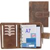 ALMADIH Agenda in vera pelle A7 Portadocumenti Calendario 2025 Marrone Vintage Cartella Portablocco Organizer Porta Documenti Conferenza Anelli con Block Notes Cartellina Organizzatore Carpetta