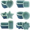 TOKSEO 24 stampi per muffin silicone,6 tipi di stampi per pasticceria in silicone riutilizzabili, stampi per muffin in silicone rivestito antiaderente, lavabile in lavastoviglie (4 colori)