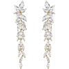 EVER FAITH Orecchini da sposa in CZ marquise per le donne spose, orecchini di classe Chandelier Matrimonio Dangle Drop per Pageant Trasparente Oro-Fondo