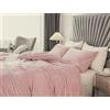 L'Emporio Casa Set Copripiumino In Velluto Pile Matrimoniale, Set Biancheria Da Letto Autunno E Inverno, Copripiumino Morbido E Confortevole (Rosa-Panna)