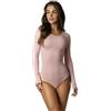 Alkato Body Donna Manica Lunga Cotone - Body Donna con Scollo Tondo e Chiusura con Bottoni Automatici, Beige, XL (Long 170-176 cm)