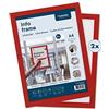 Europel Cornice Informativa Magnetica Autoadesiva A4 Rossa, Set da 2, Cornice in PVC Rimovibile con Chiusura Magnetica, Utilizzo Bifacciale, Formato Verticale o Orizzontale, 32,5 x 23,8 cm
