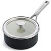 KitchenAid Steel Core Enamel Pentola in acciaio smaltato, 16 cm/1,3 l, con coperchio, smalto ingegnerizzato tedesco, induzione, adatto al forno, lavabile in lavastoviglie, nero opaco