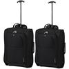 5 Cities TB023-832 Bagaglio a mano, collezione Valencia, 55 cm, 42 litri, 2 pezzi, Nero