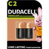 Duracell Batterie Ricaricabili Duracell C (Confezione da 2), 3000 mAh NiMH, Energia di lunga durata