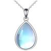 POPLYKE Collana di pietra di luna per donne Gioielli a goccia in argento 925 Collana con ciondolo in larimar naturale Regali per ragazze (Pietra di Luna)