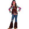 Fiestas GUiRCA Costume da Bambina Happy Hippie - Completo Infantile Anni 70 con Fascia per Testa, Camicia Multicolore Tie-Dye, Gilet e Pantaloni per Bambine di 7-9 Anni