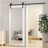 BONIKLUBA Binario per Porta Scorrevole 183cm Kit Porta Scorrevole Nera per 1 Porte Scorrevoli Interno Esterno Muro 91cm Larga, Piccola Ruota J-forma