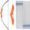 SHARROW Takedown Arco Ricurvo e Set di Frecce Tiro con L'Arco Dritto di Prua 30-40lbs con 12pcs Frecce in Fibra di Vetro per Giovani Adulti Principianti (Arancione, 40lbs)