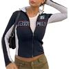 L&ieserram Giacca corta da donna con zip da donna Vintage Varsity College Giacca da baseball Crop Felpa per ragazze adolescenti Y2K Grunge Top abbigliamento estetico, A - Bianco e nero, S