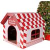 Pacienjo Casa gratta per gatti | Casa per animali con raschietto - Casa per animali con tiragraffi staccabile e pieghevole, multi-finestra, tema natalizio per dormire e gatti