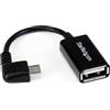 StarTech.com Cavo Adattatore micro USB a USB femmina angolato a destra OTG da viaggio, Connettore a 90 gradi da 12 cm M/F, Nero