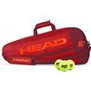 HEAD Core 3R Pro - Borsa per racchette da tennis, Rosso/Rosso scuro, L, Borsa tripla