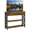 Yaheetech Tavolo Consolle Vintage Mobile da Ingresso in MDF e Ferro con Ripiani e Cassetti Tavolino Industriale per Divano Pavimento Corridoio 100 x 30 x 80 cm
