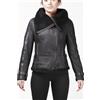 Infinity Donna Corti Neri Biker Vera pelle di Pecora Shearling Aviator Giacca