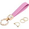 wisdompro Bling - Portachiavi universale per auto, in pelle di microfibra, portachiavi con strass scintillanti e anello a D anti-smarrimento, per uomini e donne, rosa