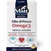 Matt, Olio di Pesce Omega 3, Integratore Alimentare, 40 Gellule | A Base di EPA e DHA a Tripla Azione, Ideale per Dare Supporto Completo a Cervello, Cuore e Vista, in Blister