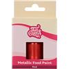 FunCakes Metallic Food Paint Rosso: crea effetti metallici su fondente, marzapane, pasta di gomma. Pittura alimentare al 100% commestibile, halal, adatta per vegetariani e vegani. 30 ml.