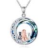 VONALA Gatto/cane e ragazza collana per ragazze gatto collana per donne in argento sterling 925 ciondolo per animali domestici regalo per gli amanti degli animali domestici, 29 x 20,8 mm, Argento