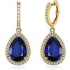 JewelryPalace Orecchini Donna Pendenti Lunghi Argento 925 con Creato Zaffiro Blu, Orecchini Dorati Piercing Cerchio Piccoli con Pendenti Pietra a Taglio Pera, Orecchini Blu in Oro Set Gioielli Donna