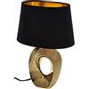 meineWunschleuchte Grande lampada da tavolo con paralume ovale in tessuto, colore nero/oro, altezza 52 cm