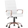 Flash Furniture Girelle Executive in pelle bianca/oro rosa, 61 cm P x 58,4 cm L x 103,5 cm H