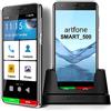 artfone SMART_500 4G Smartphone 3G+32G, Display 5" Telefono Cellulare per Anziani, Senior Telefoni per Persone Anziane, Funzione SOS, Volume Alto, USB-C, 13+5MP Camera, 2550mAh con Base di Ricarica