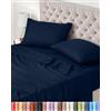 Utopia Bedding - Set Lenzuola Letto Una Piazza e Mezza 4 Pezzi 135x190 cm - Spazzolata Poliestre di Microfibra - Oeko-Tex Certificato - Lenzuolo con Angoli, Lenzuolo Piatto e 2 Federe 50x75, Blu Navy