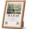 3-B Cornice per foto LUND - Marrone (Quercia) - 15x21 cm (A5) - cornice in legno con vetro acrilico