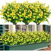 SOMYTING 8 Pezzi Fiori Finti Artificiali Arbusti Piante Fiori Artificiali Resistenti ai Raggi UV Arbusti Verdi Artificiali Decorazione per Giardino Finestra Decorazione per Matrimoni Feste (Giallo)
